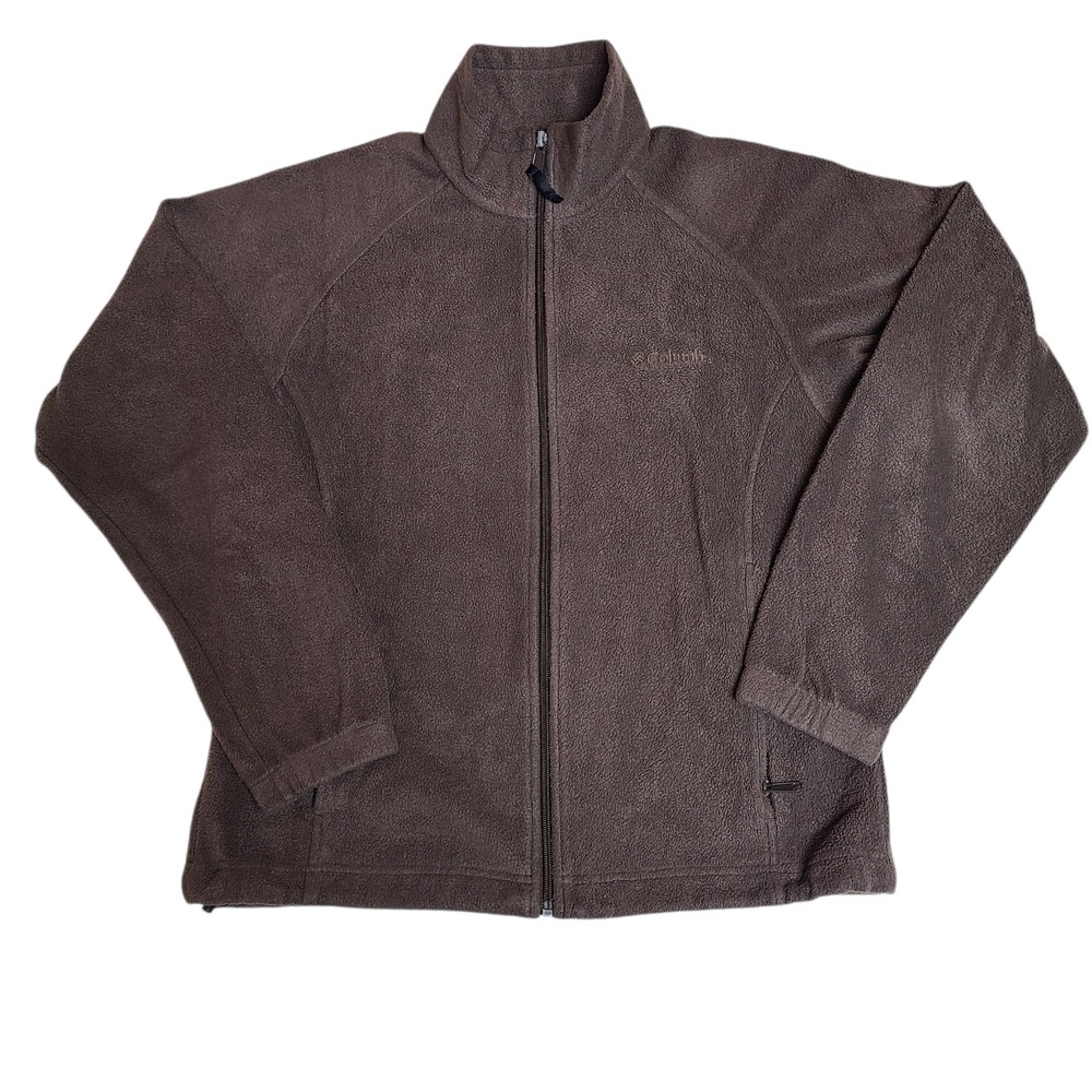 Columbia Fleece Jacket Brown Full Zip Pockets Womens size Medium